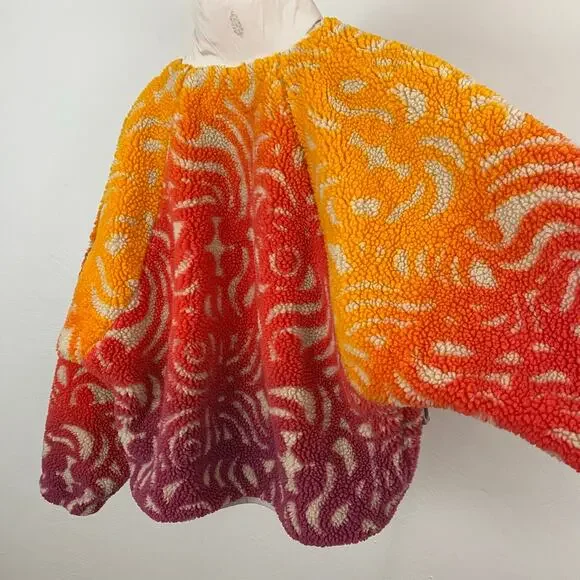 FP Movement - Free People Hit The Slopes Printed Fleece Jacket - Marigold - XS - Picture 8 of 11